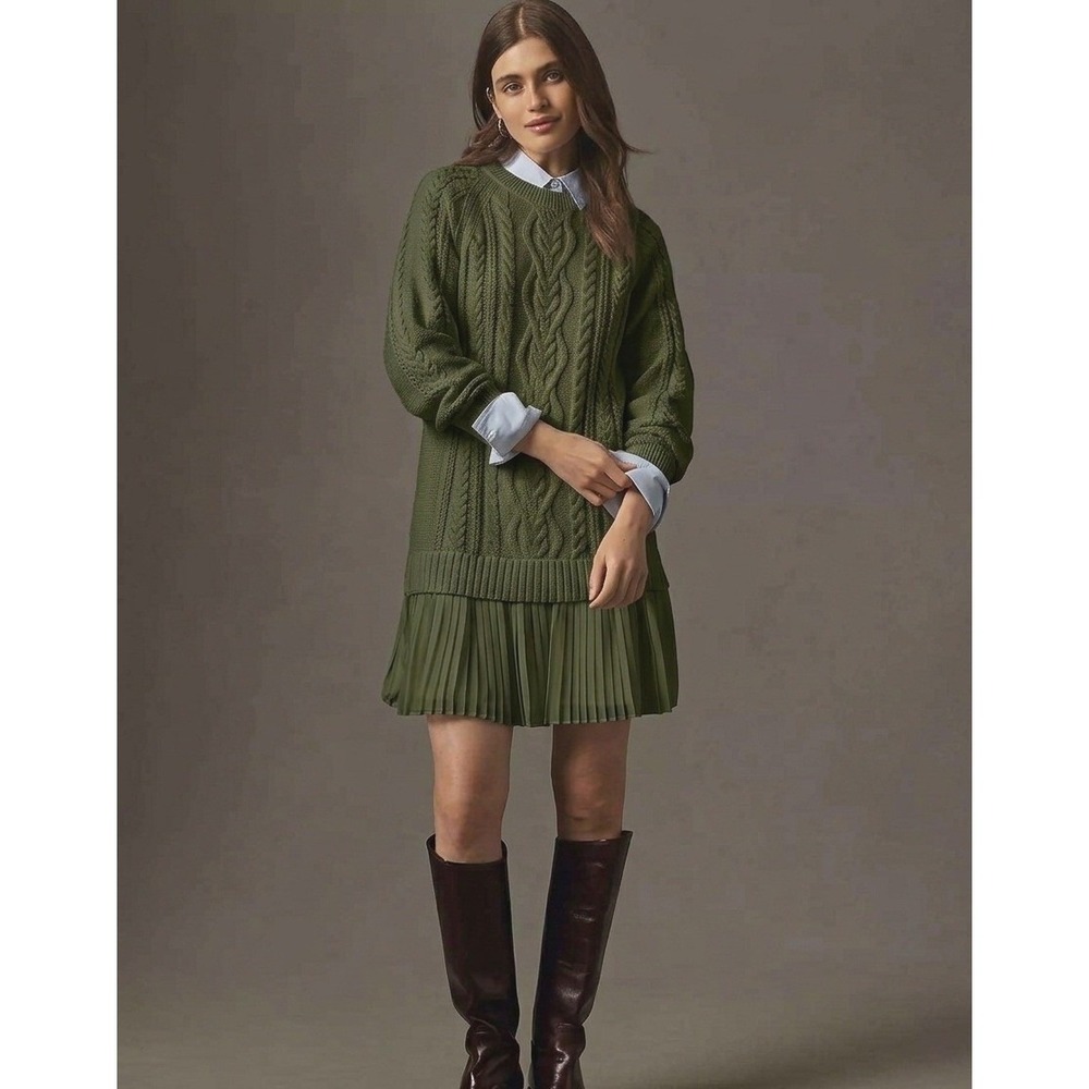 Anthropologie Out From Under Long-Sleeve Sweater Skirt 2-For-1 Set Green 3X NWT